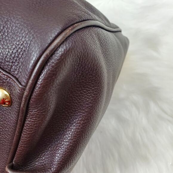 Michael Kors Fulton East West Chocolate Brown Pebbled Leather Tote - Picture 14 of 16